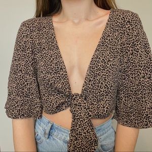 Cheetah tie top